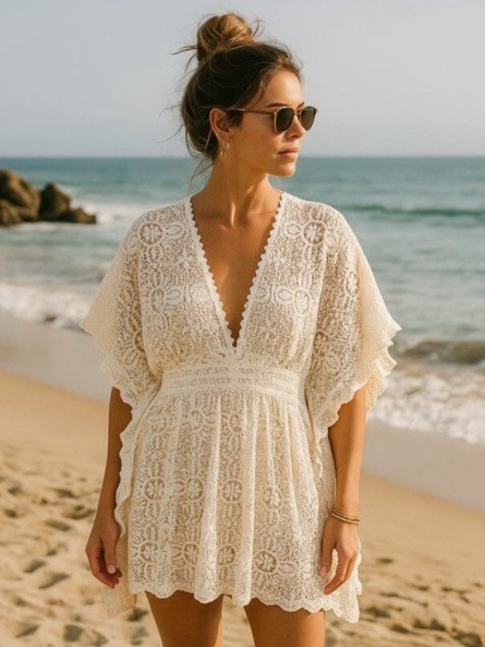 Xhilaration Beige / Cream Swim Coverup Dress